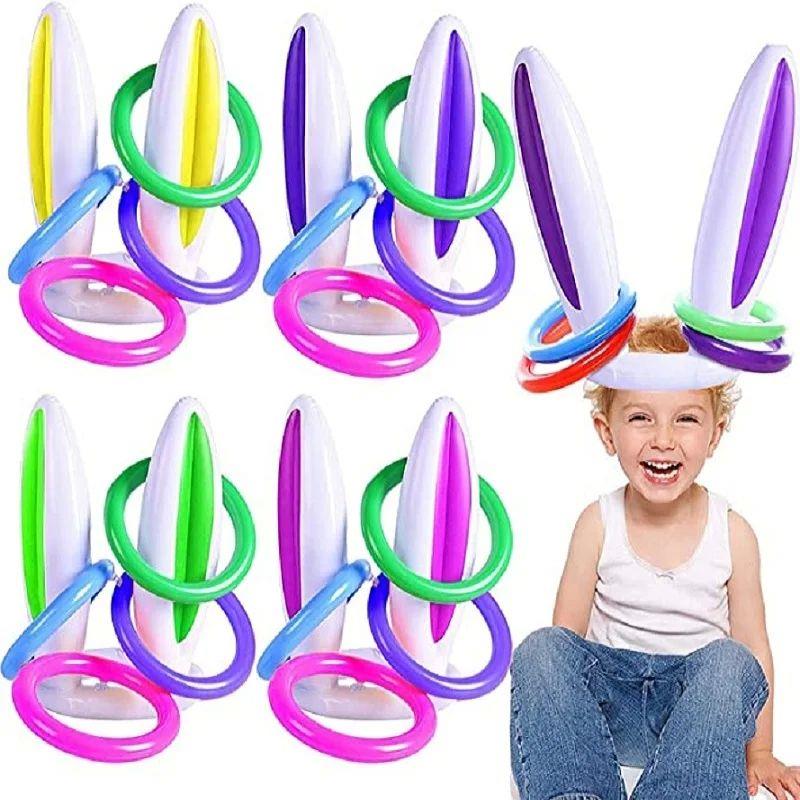 1Set PVC Inflatable Bunny Ears Ring Toss Game Inflatable Tos