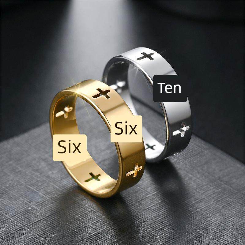 Popular minimalist cross, neutral style fashion ring, women