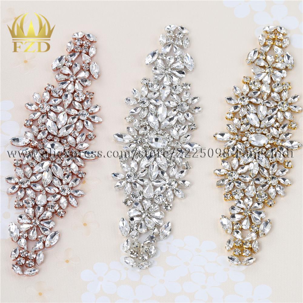 (1 piece) Sew On Strass Applique Rhinestone For Wedding Belt