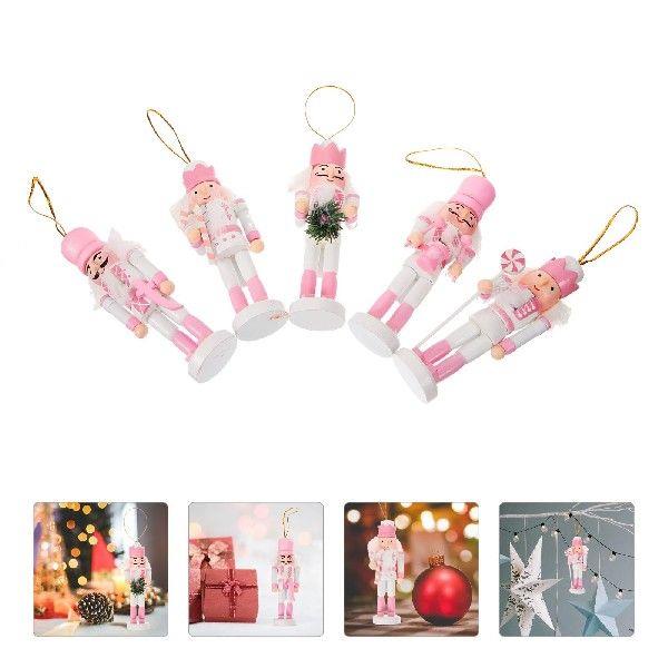 5 Pcs Macaron Pink and White Candy Nutcracker Set Five Gift