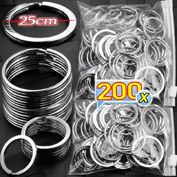 20/200Pcs Polished Silver Keyring Stainless Steel Hole Key