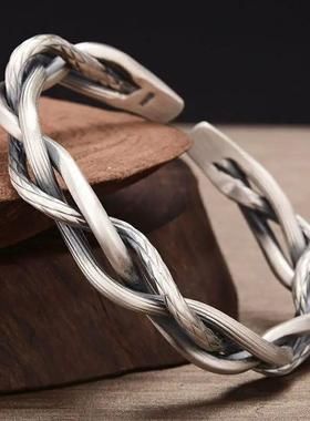 Vintage Mens Jewellery Woven Twist Texture Bracelet Bangles