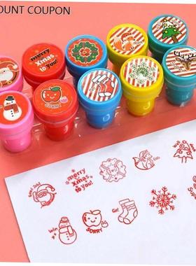 SALE!10Pcs Christmas Pattern Self-ink Seal Stamps DIY Scrapb