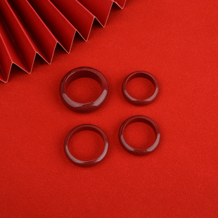 高纯度朱砂戒指女款素圈红指环本命年小众尾戒情侣闺蜜对戒