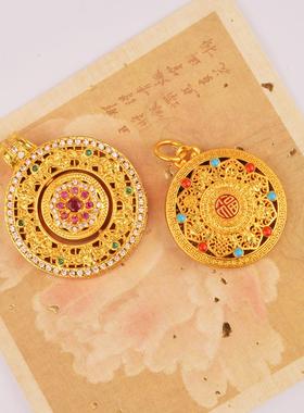 爱果女黄铜如意圆满八宝罗盘