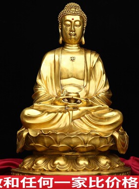 纯铜佛像摆件天坛佛药师佛释迦摩尼坐莲花大日如来佛祖家居装饰品