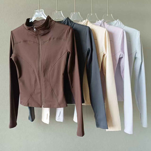 加绒瑜伽外套秋冬健身服立领拉链开衫速干运动上衣大码跑步长袖