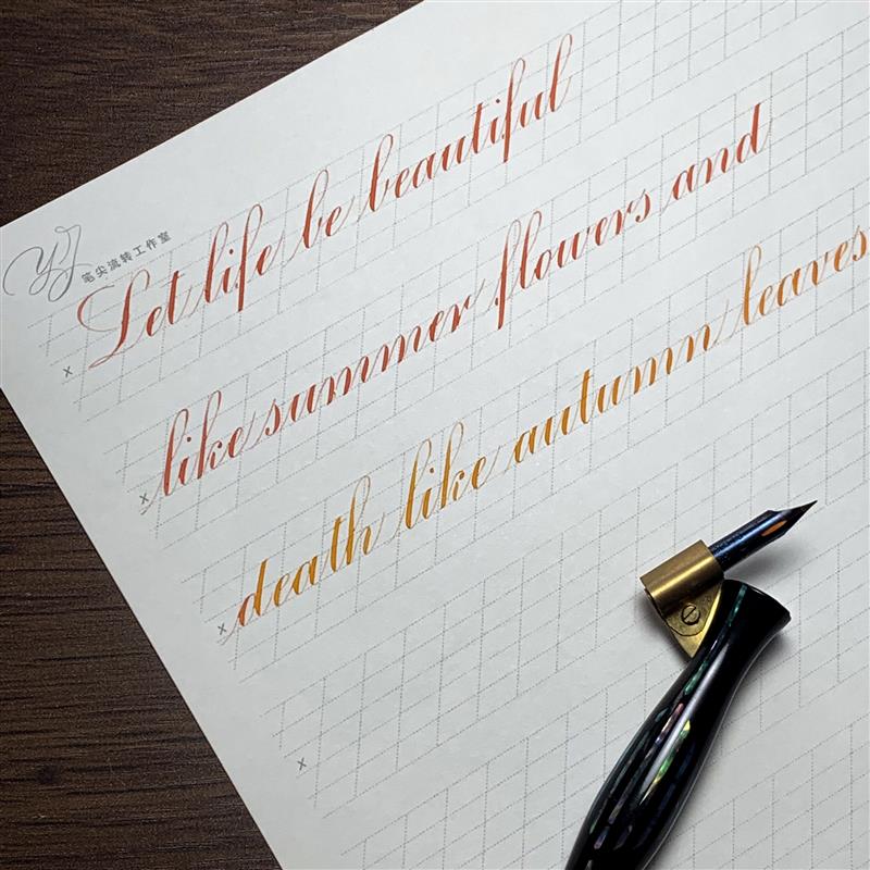 英文书法纸52度55度练字纸er/es练习纸/4mm/3mm斜度圆体花体包邮