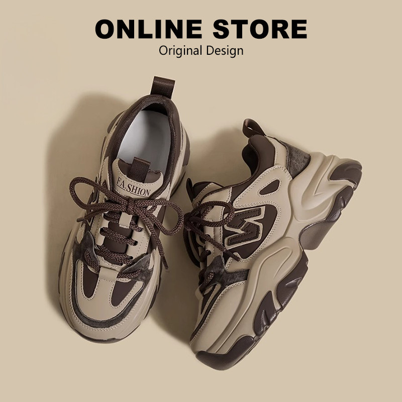 厚底老爹鞋女款2026年春夏新款小个子真皮复古松糕增高休闲运动鞋