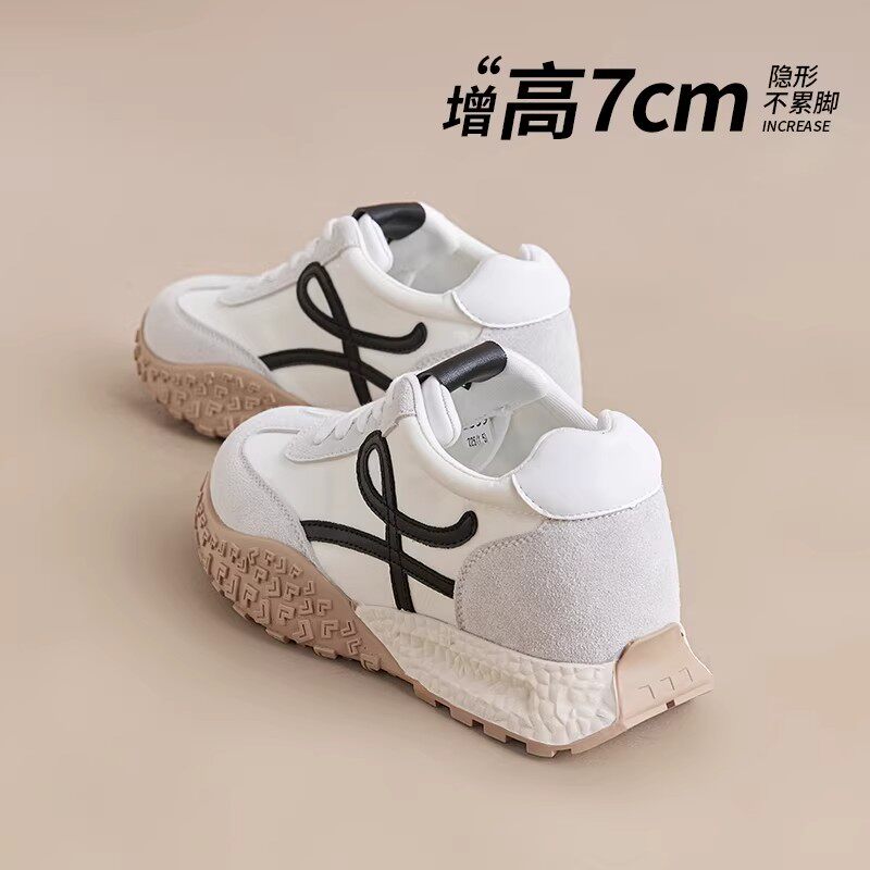 厚底德训鞋小个子内增高小白鞋女2026春夏新款运动休闲加绒阿甘鞋
