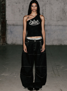 BADBLOOD[w-pts25-030]小队凸裤 - 牛仔布 黑色