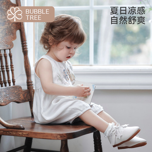 bubble tree婴儿衣服初生婴幼儿连体衣夏季满月百天宝宝无袖哈衣