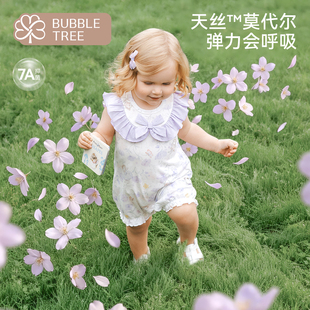bubbletree新生婴儿连体衣薄款短袖哈衣