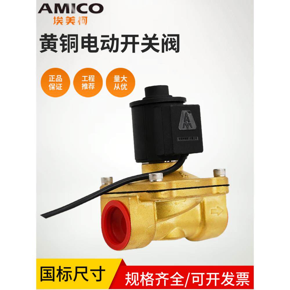 埃美柯电磁阀j011x-10t黄铜电动开关阀常闭型220v自来水电磁阀742