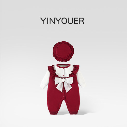 秋冬装婴儿加绒甜美公主外出爬服