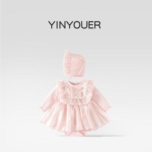 春秋季女婴儿网纱公主哈衣裙礼服