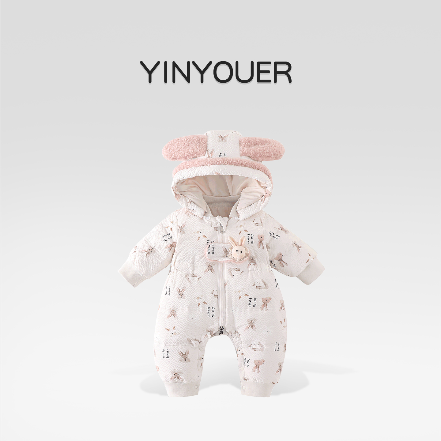 婴儿羽绒连体衣冬季保暖外出服