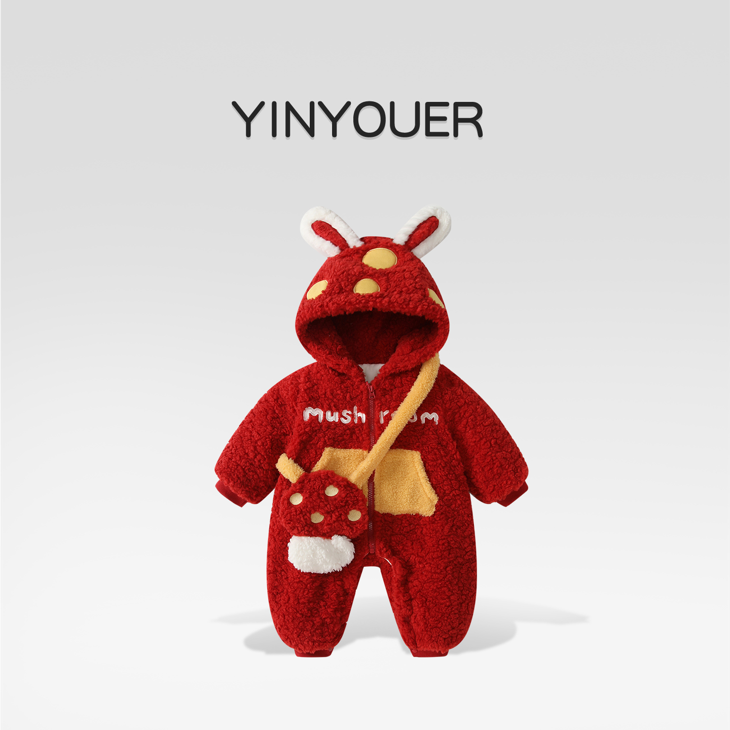 婴儿冬季过年衣服加绒毛毛衣年服