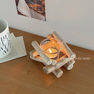 简约木质漂流木烛台摆件高级感ins风蜡烛台座家用烛光晚餐装饰品