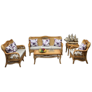 家用藤沙发组合客厅藤椅沙发五件套组合沙发三人实木竹藤沙发家具