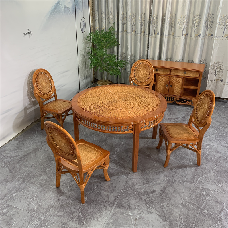 室内真藤餐桌餐椅一桌四椅组合