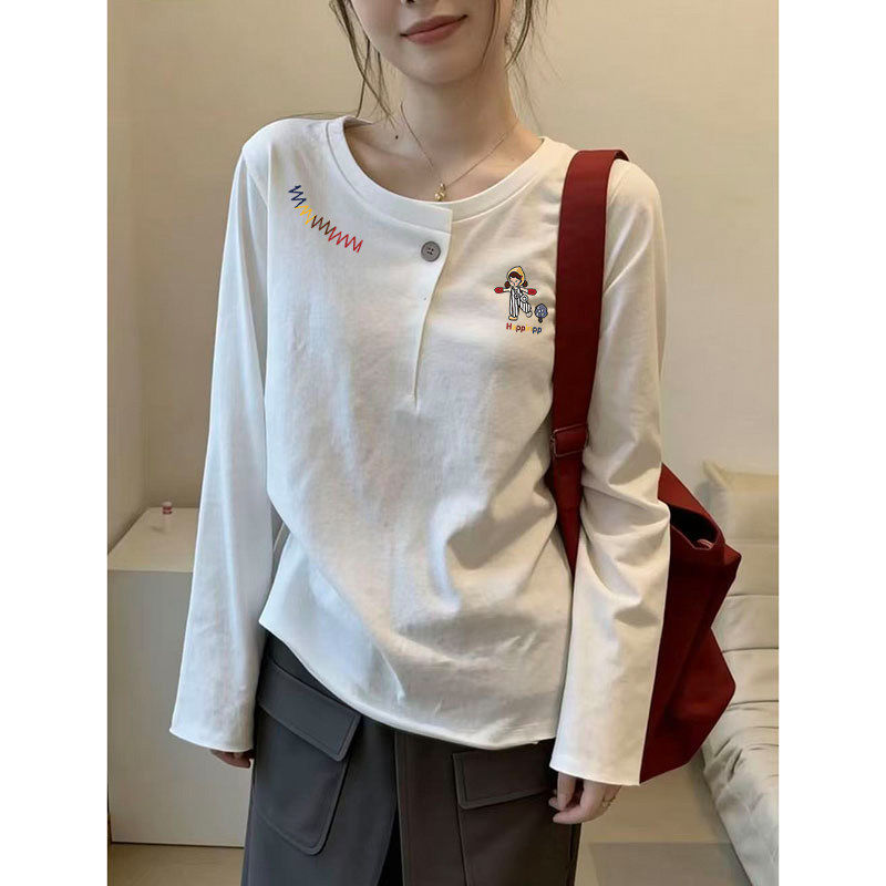 白色长袖T恤打底衫女2026秋冬新款纯棉内搭显瘦遮肉时尚百搭上衣