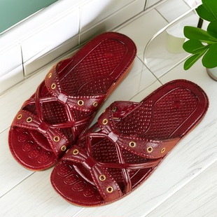 女镂空居家浴室防滑凉拖妈妈鞋 奶奶舒适中老年拖鞋 一字拖 新款 夏季