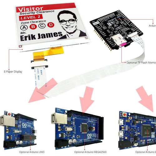 4.2寸红黑双色电子纸电子墨水屏400x300分辨率带Arduino转接板