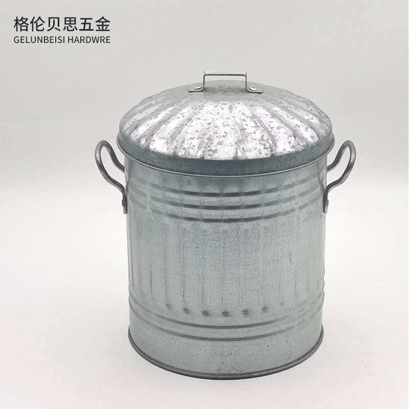 原色双耳镀锌铁皮桶带盖家用铁皮米桶米缸杂粮谷物收纳桶
