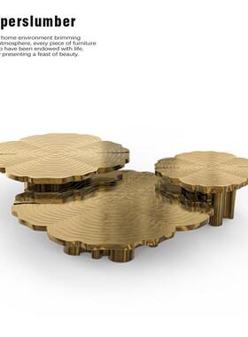 意式轻奢bocadolobo树根茶几客厅大户型设计师不规则组合茶桌别墅