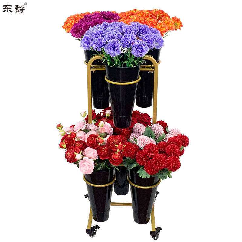 花店花架鲜花展示架摆摊多层阶梯可移动带轮养花醒花桶架花艺架子
