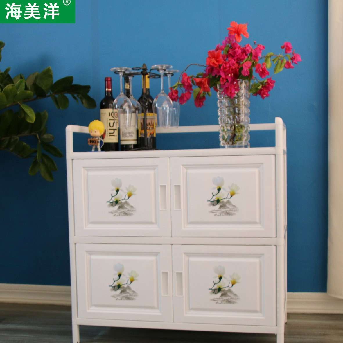 79宽简易铝合金开门式厨房柜收纳柜碗柜家用储物柜儿童玩具置物柜