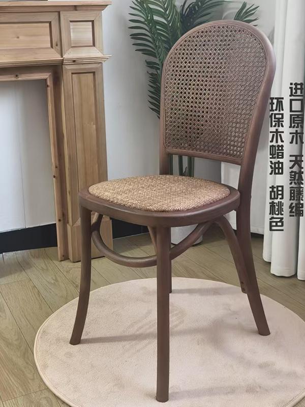北欧美式乡村实木餐椅复古简约仿旧靠背单人休闲椅客厅家用婚礼J&