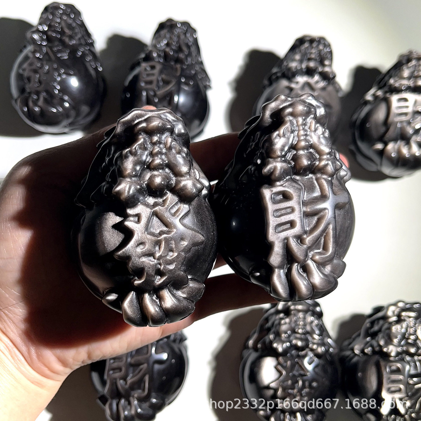 天然银曜石发龙龟原石打磨效应财富水晶黑曜石龙龟水晶装饰摆件