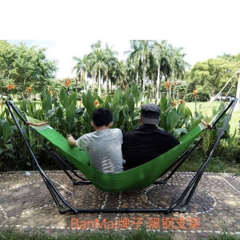 越南黑钢支架户外吊床成人网床可调支架秋千摇床