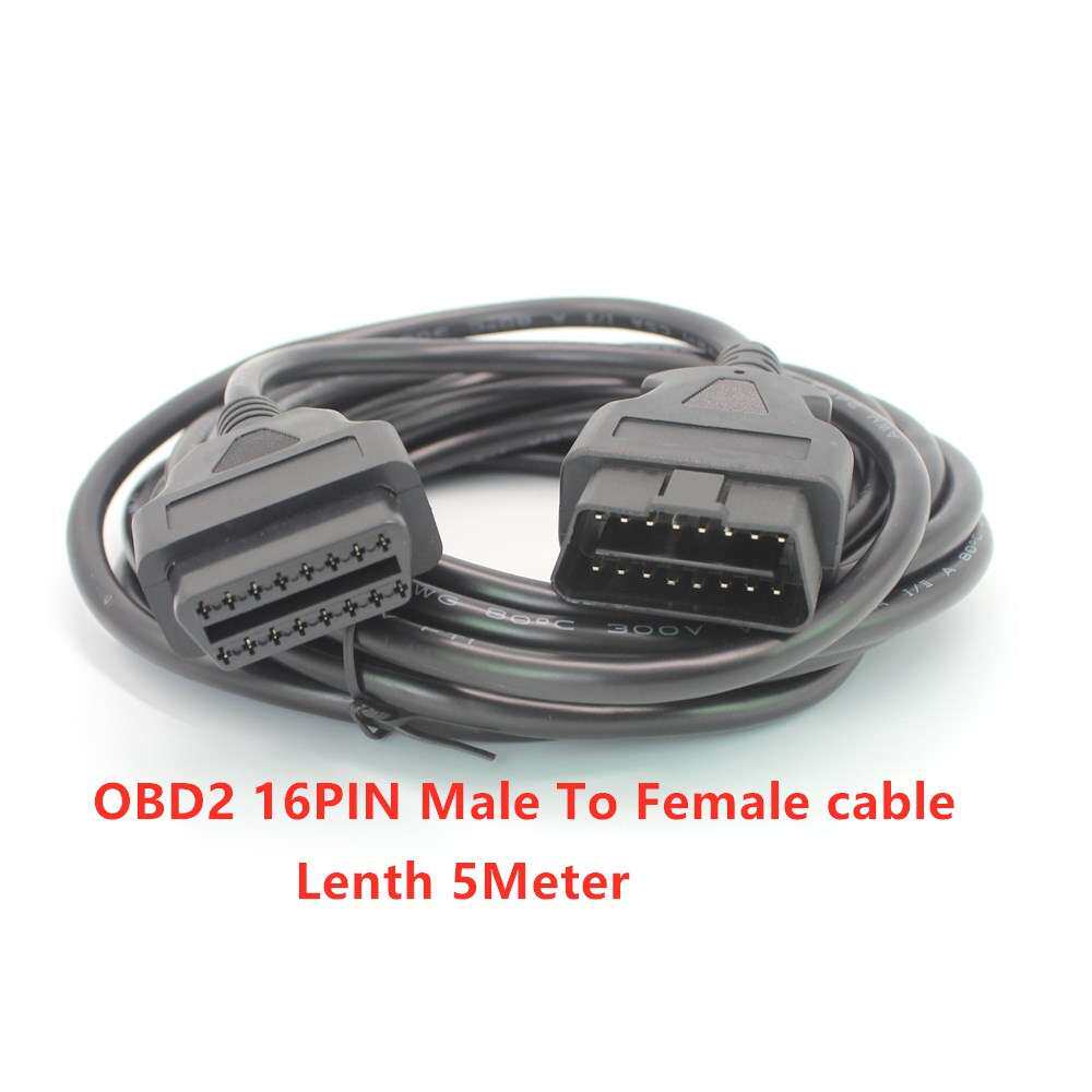 现货汽车OBD转接线5米OBD2 16PIN公对母延长线车载电脑OBD连接线