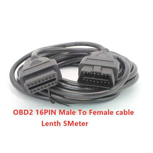 现货汽车OBD转接线5米OBD2 16PIN公对母延长线车载电脑OBD连接线