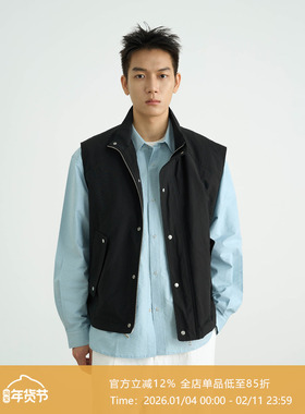 AWT25AW  简约通勤休闲撞色格纹短款马甲男女 叠搭层次感无袖外套