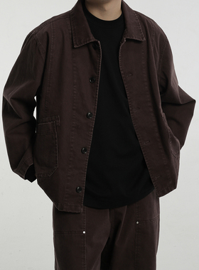 AWT24AW 基础二袋水洗夹克 简约复古易搭配分割设计翻领外套男女