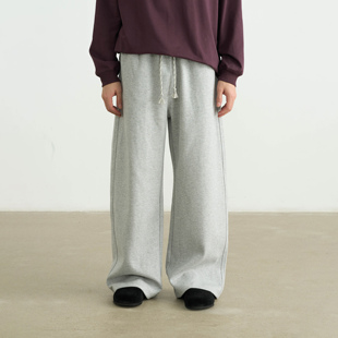 男女 简约慵懒宽松直筒中性风长裤 AWT25AW 420G挺阔双面布