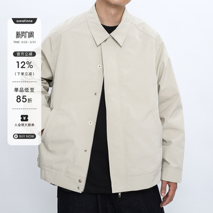 AWT春秋简约通勤双拉链 宽松翻领夹克男女cleanfit 抗皱挺括短款