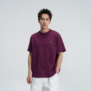 AWT26SS 〔锚点线条飞鸟〕logo印花短袖简约宽松圆领T恤230g纯棉