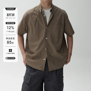 衬衫 宽松短袖 细格纹小尖领短袖 AWT25SS