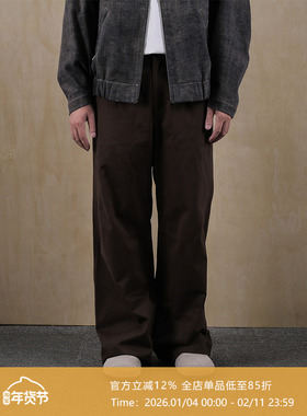 AWT24AW 不规则剪裁设计 简约百搭纯棉磨毛直筒宽松裤男女