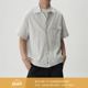 AWT25春夏 口袋衬衫 小细格泡纱材质 简约素色一片领宽松轻薄短袖