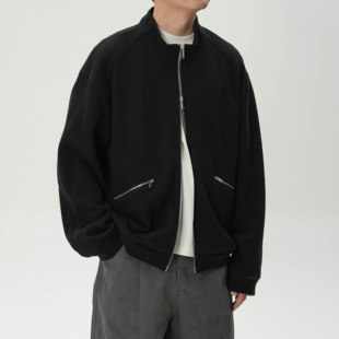 简约慵懒宽松针织拉链外套 粗支坑条 AWT25春夏 拼接设计肌理感