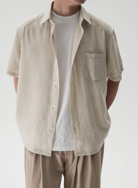 AWT25SS 柳条纹理 简约通勤轻薄抗皱宽松夏季衬衫