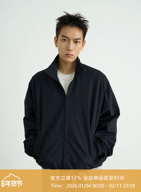 AWT25AW 皱感提花暗格 简约宽松纯色易打理立领夹克男女