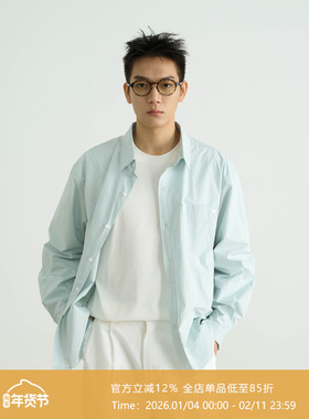 AWT25AW 长绒棉材质基础简约通勤舒适宽松纯色长袖小尖领衬衫男女