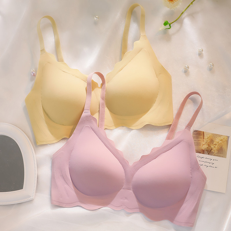 内衣女无痕舒适小胸聚拢无钢圈运动睡眠美背果冻条文胸罩